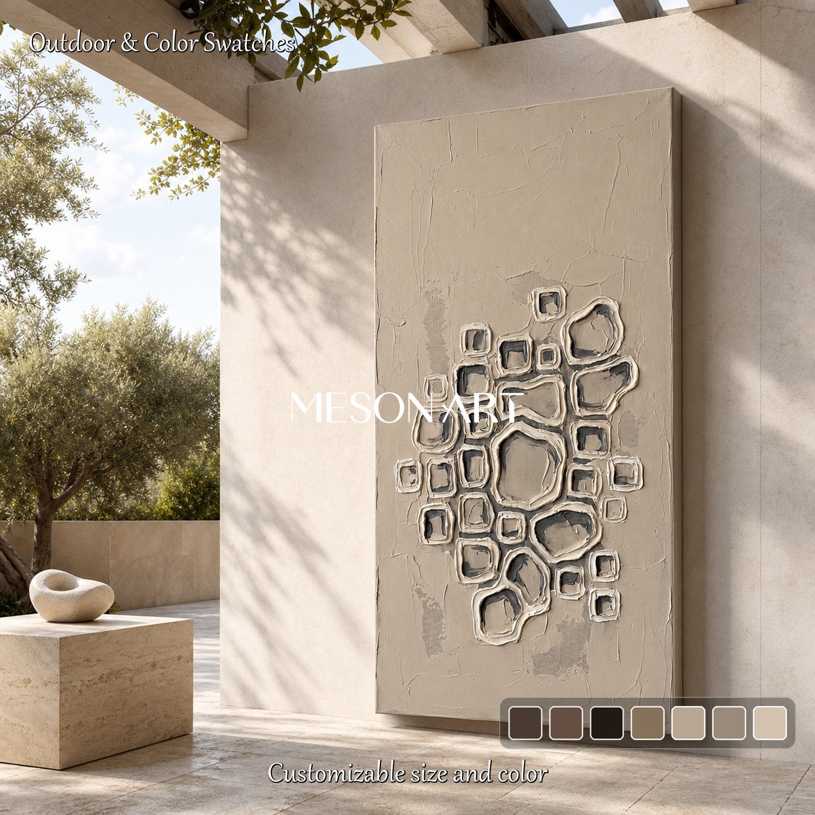 Minimalist Geometric Abstract Art With Textured Relief For Modern Living Room Decor