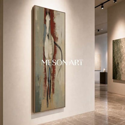 Minimalist Horse Painting In Earthy Tones For Living Room And Entryway Decor