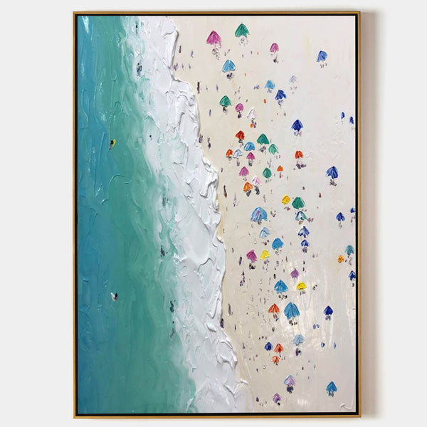 Sea Shore Wall Art Sea Shore Oil Painting On Canvas 3D Plaster Art Summer Sea Painting For Sale