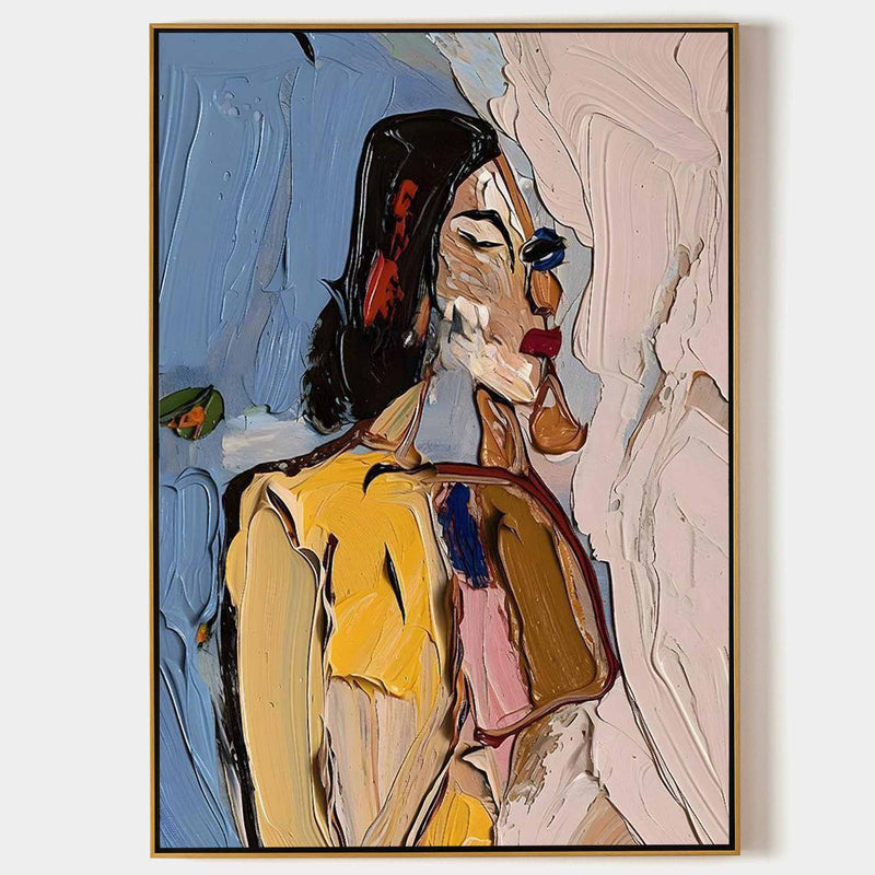 Thick Abstract Woman Canvas Oil Painting Abstract Woman Textured Art Palette Knife Figure Painting