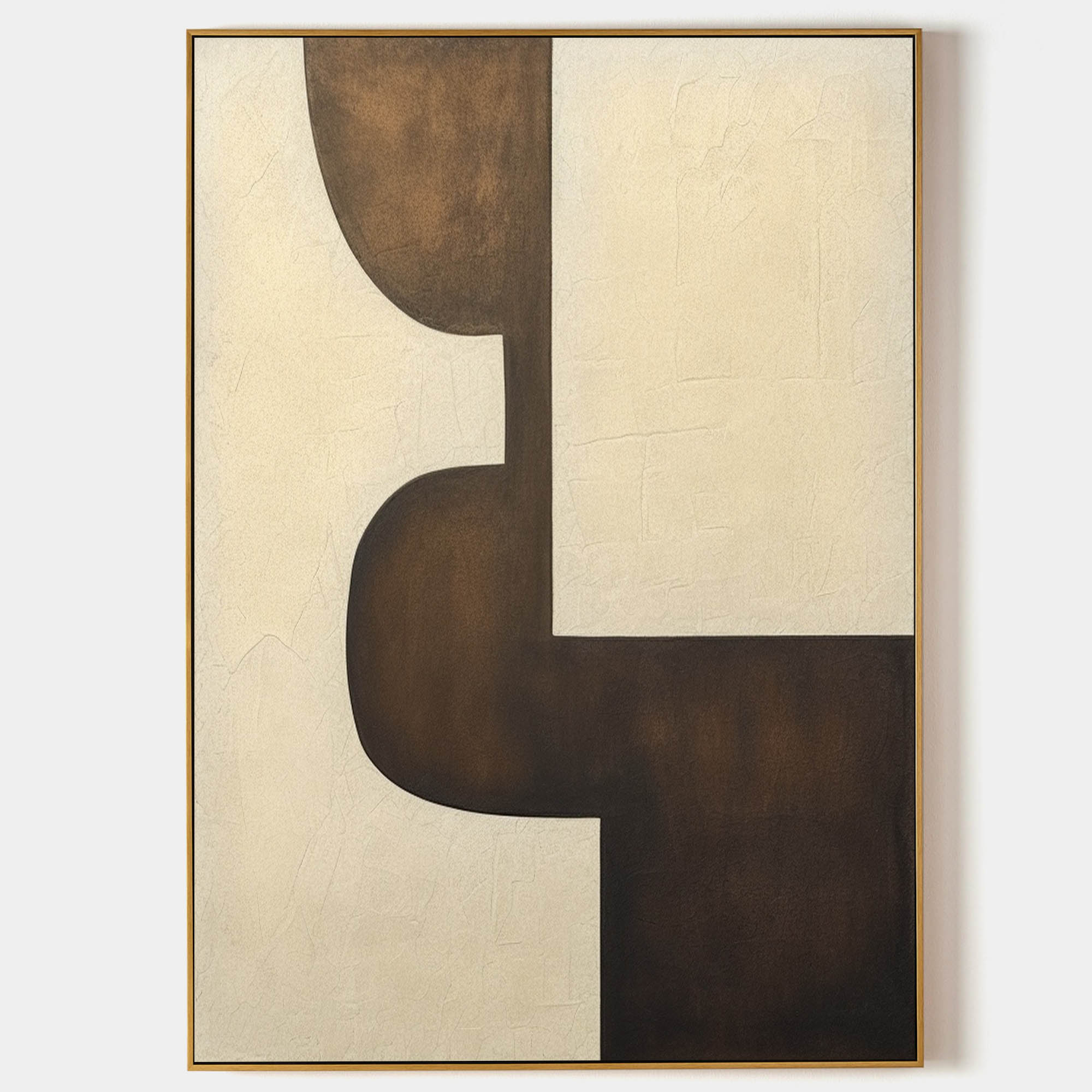 Large Beige and Brown Minimalist Canvas Wall Art Beige and Brown Textured Abstract Art for Sale