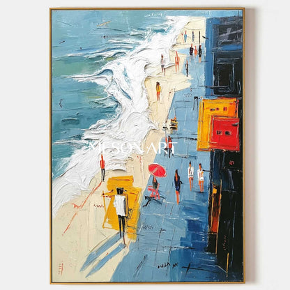 3D Seaside Beach Texture Wall Art Decoration Ocean Waves Beach Abstract Texture Canvas Paintings