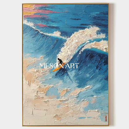 Large 3D Professional Surfer Wall Art Professional Surfer Abstract Textured Canvas Painting