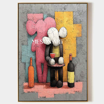 Large Grey pop abstract canvas art Grey red wine pop abstract texture wall decoration painting