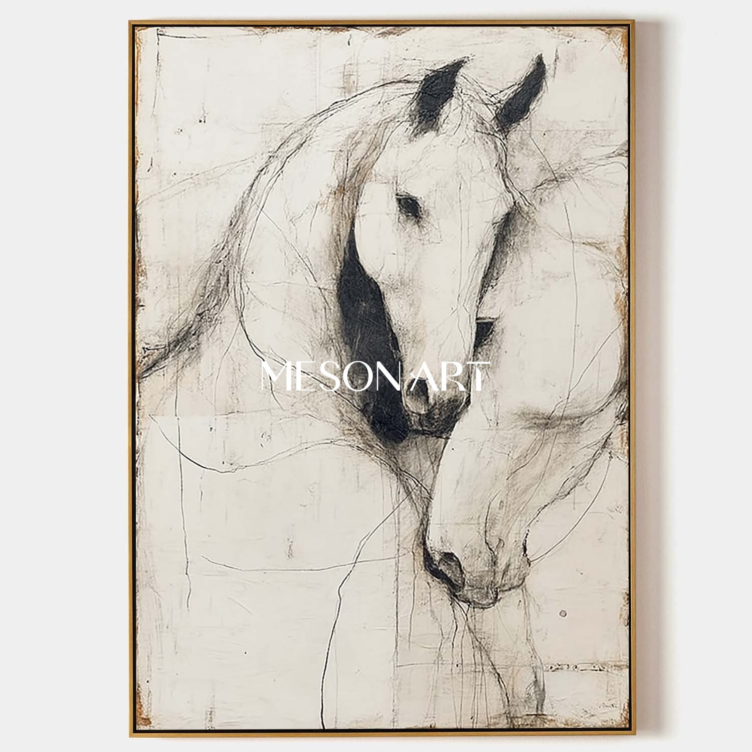 White Minimalist Horse Abstract Canvas Wall Art Decor For Sale White Minimalist Horse Line Art