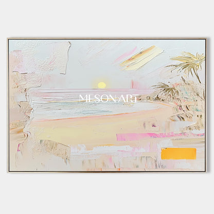 Large Abstract Modern Coastal Wall Art – Pastel Beach Sunset Wall Art