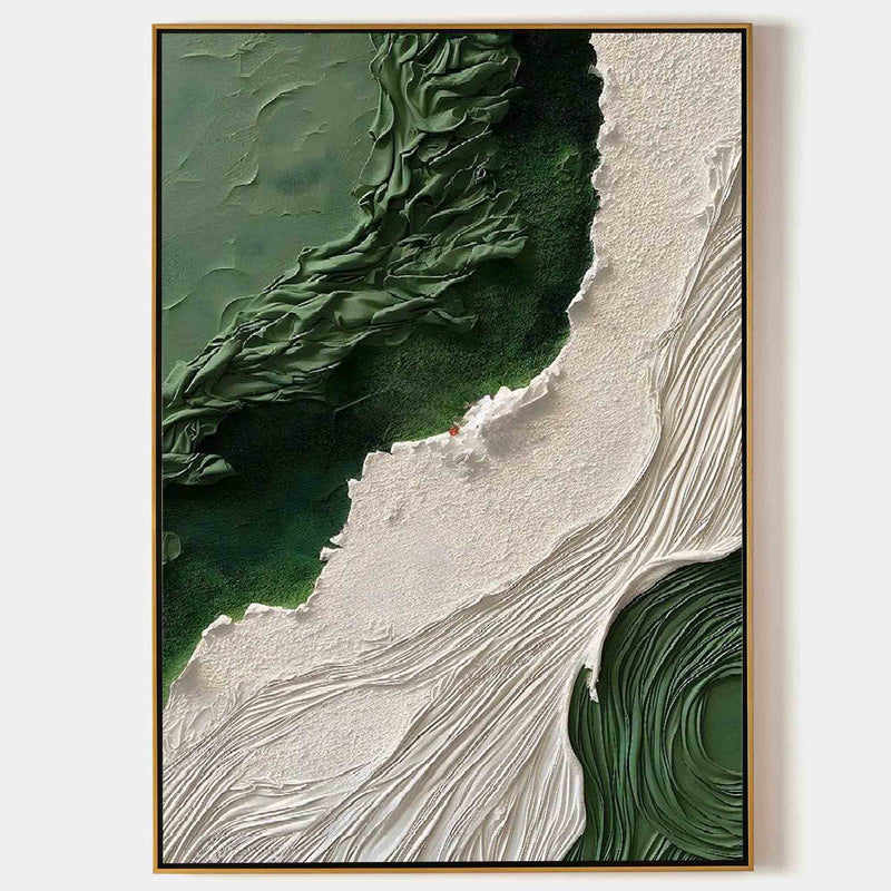 3D Green and White Abstract Canvas Painting Green and White Textured Abstract Art Textured Wall Art