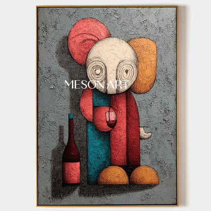 Modern Red Wine Pop Abstract Art Red Wine Modern Abstract Canvas Wall Art for Sale