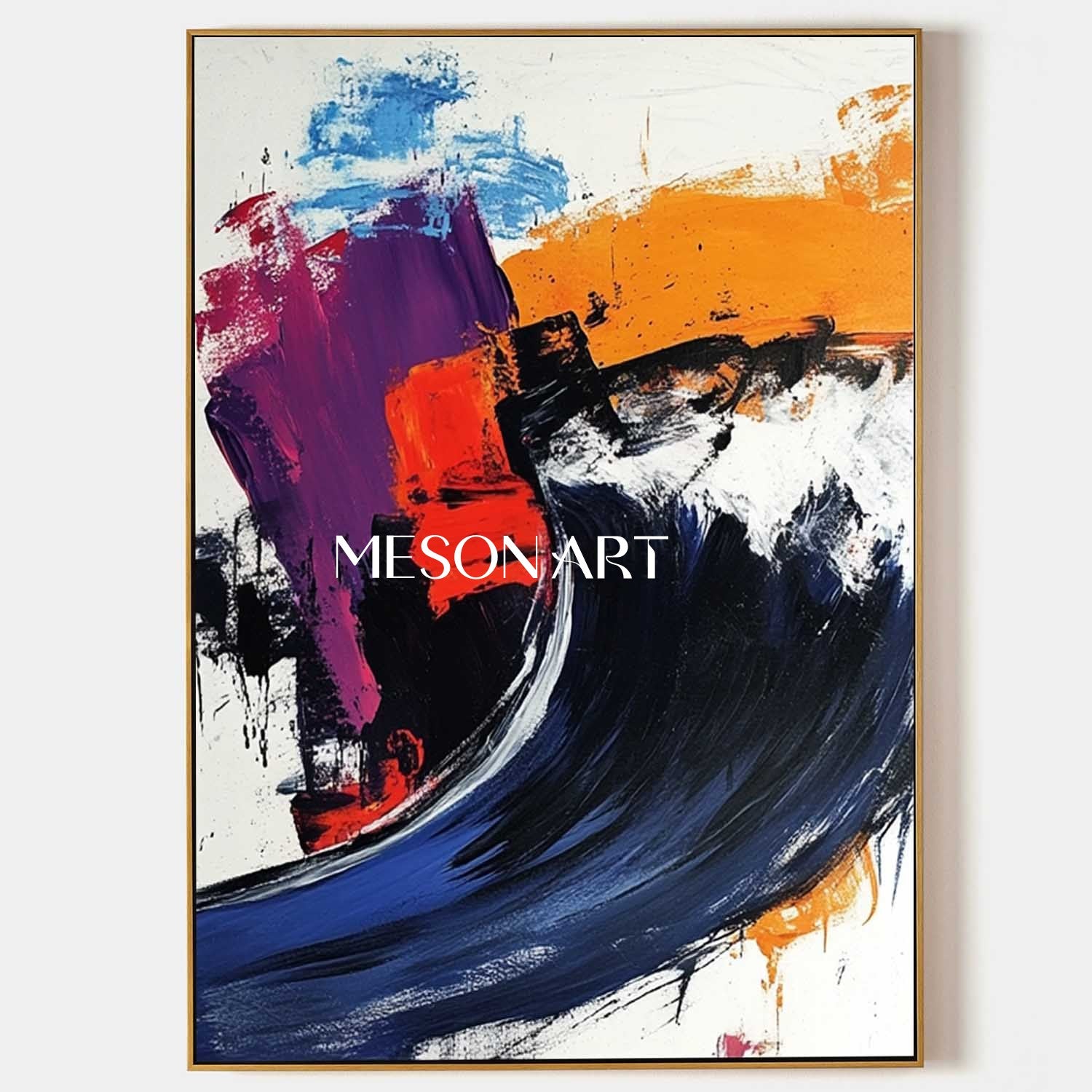 Large Blue and White Abstract Sea Art for Sale Blue and White Graffiti Canvas Wall Art Decor