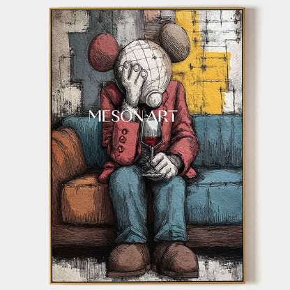 Drinking red wine modern abstract texture canvas wall art A person drinking red wine pop abstract art