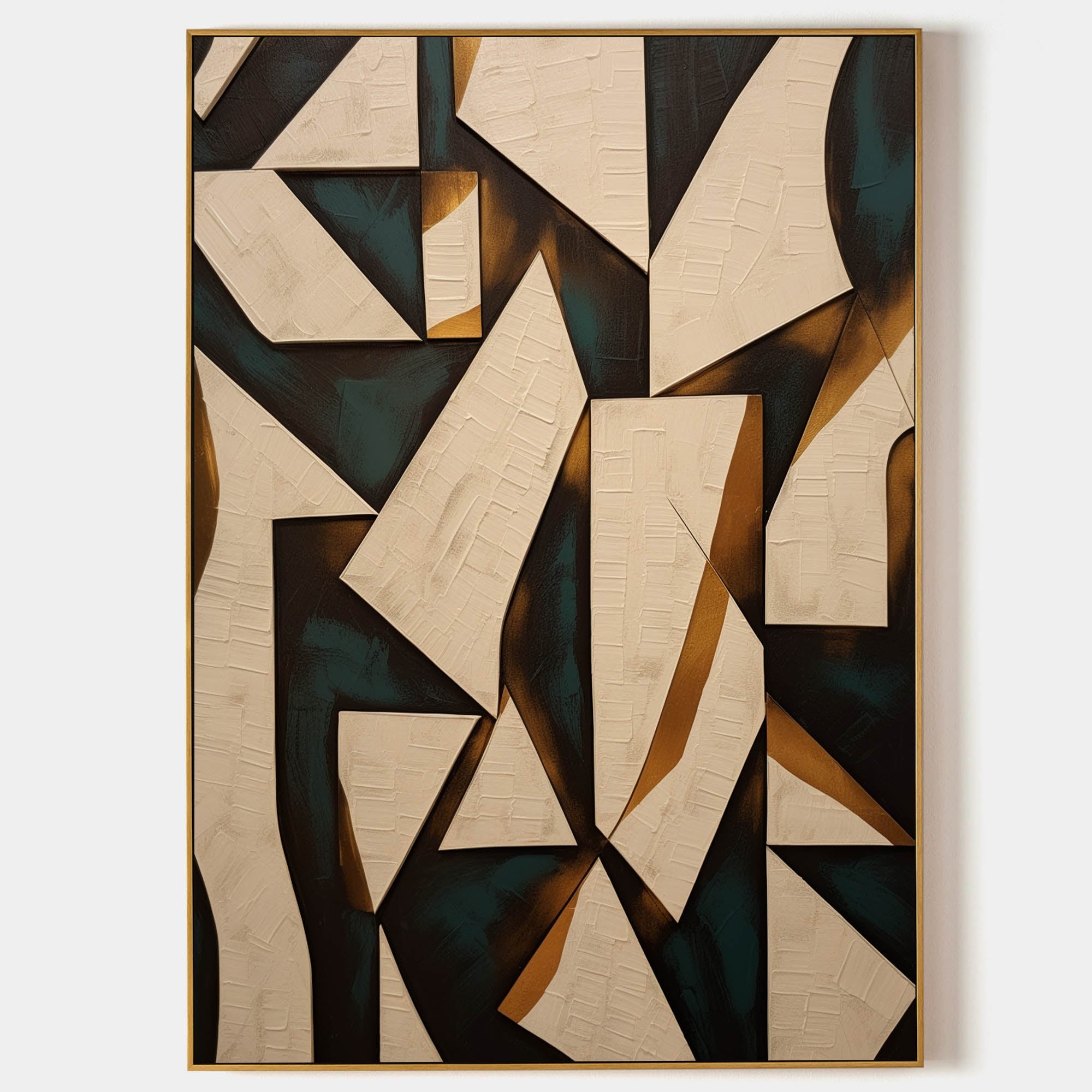 Large Green and Beige Minimalist Wall Art Green and Beige Textured Abstract Art Framed Wall Art