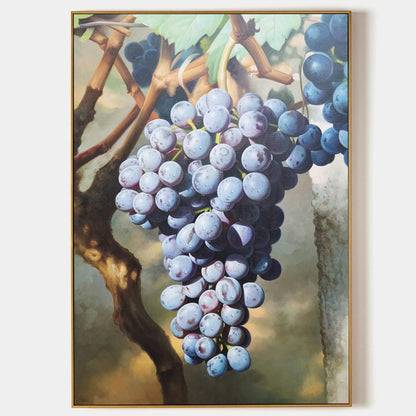 Grape Realistic Art Purple Grape Realistic Canvas Oil Painting Super Realistic Grape Art Grapes Wall Art