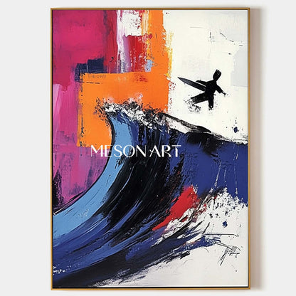 Large Funny Surfer Graffiti Abstract Canvas Art Funny Surfer Abstract Wall Art for Sale