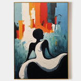 Abstract Woman Wearing Skirt Texture Canvas Art Colorful Abstract Woman Texture Wall Decor Painting