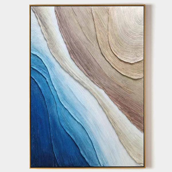 Large Ocean Wave Beach Wall Painting Heavy Textured Plaster Art Canvas Abstract Textured Art Decor