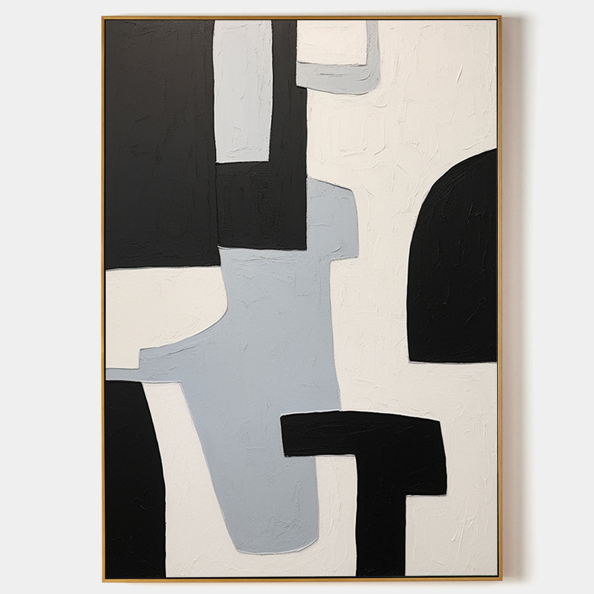 Large Black and White Minimalist Wall Art Black and White Texture Abstract Art Modern Oil Painting