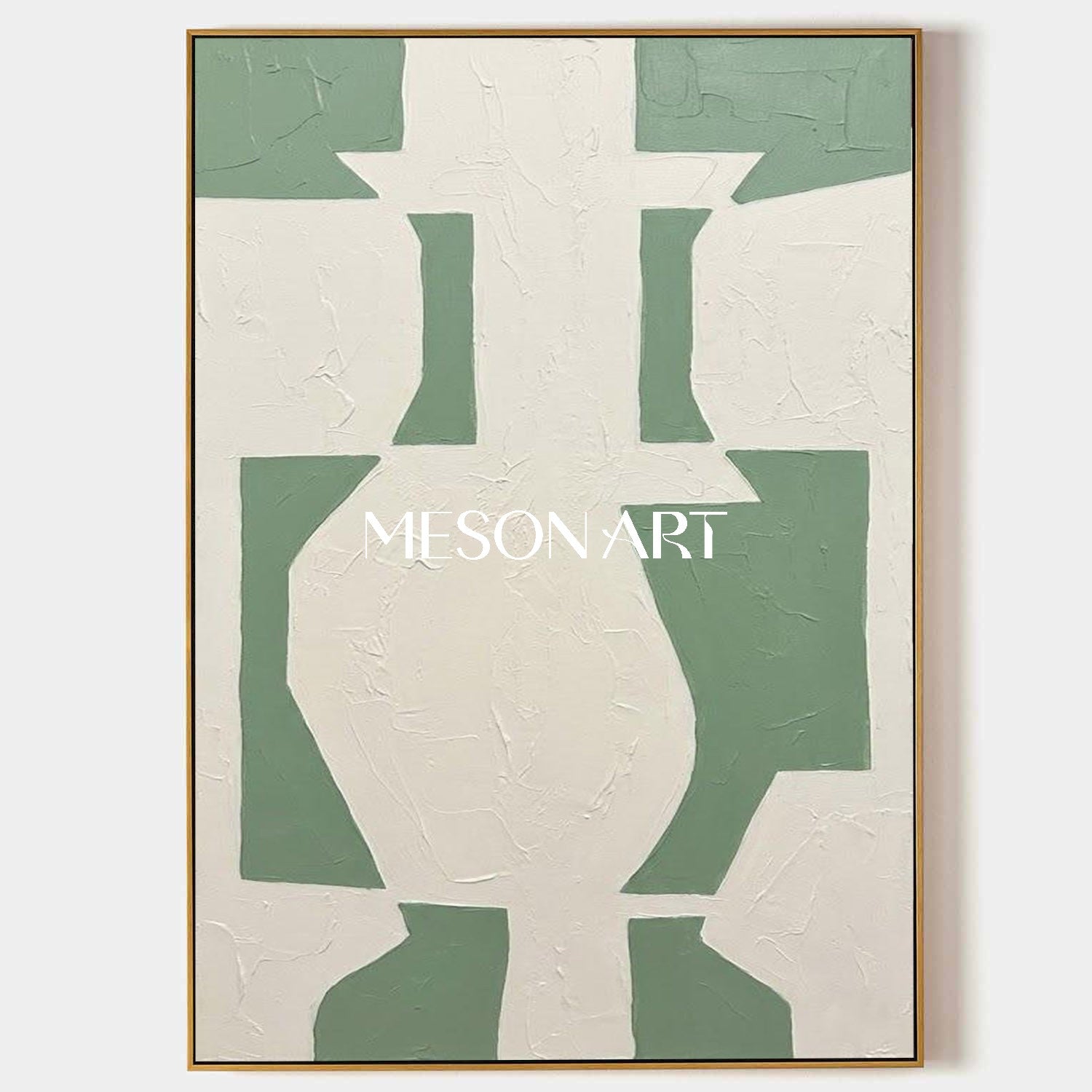 Abstract Sage Green Textured Canvas Wall Art | 3D Minimalist Painting