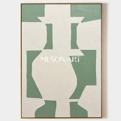 Abstract Sage Green Textured Canvas Wall Art | 3D Minimalist Painting