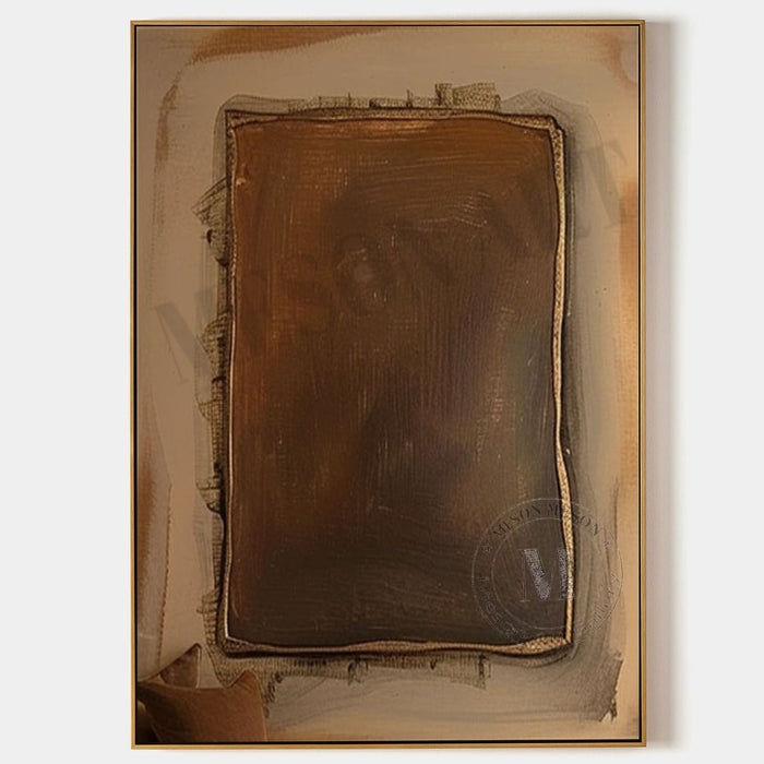 3D Wabi Sabi Wall Decor Brown and Gold Minimalist Abstract Art Canvas ...