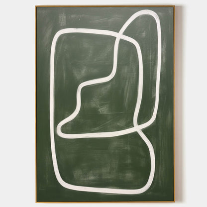 Large Green Minimalist Wall Art Wabi Sabi Canvas Painting Green Abstract Art on Canvas for Sale