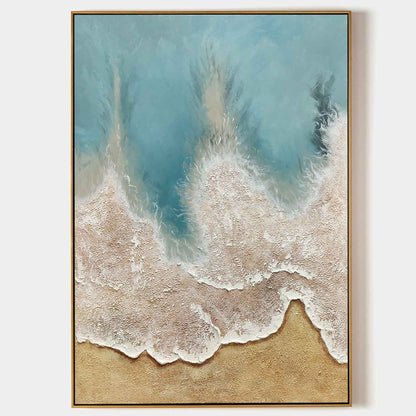 Large 3D Coastal Wall Painting Sea Heavy Textured Plaster Art Canvas Abstract Texture Art Wall Decor