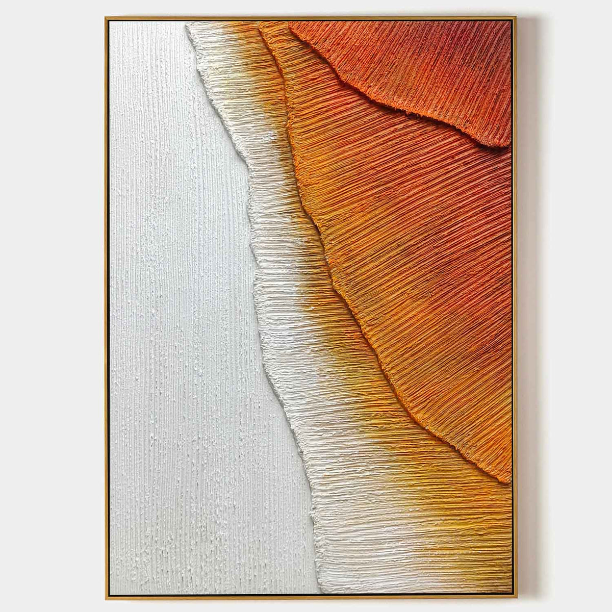 Picture Idea: Large Orange And White Sea Wave Texture Painting 3D Plaster