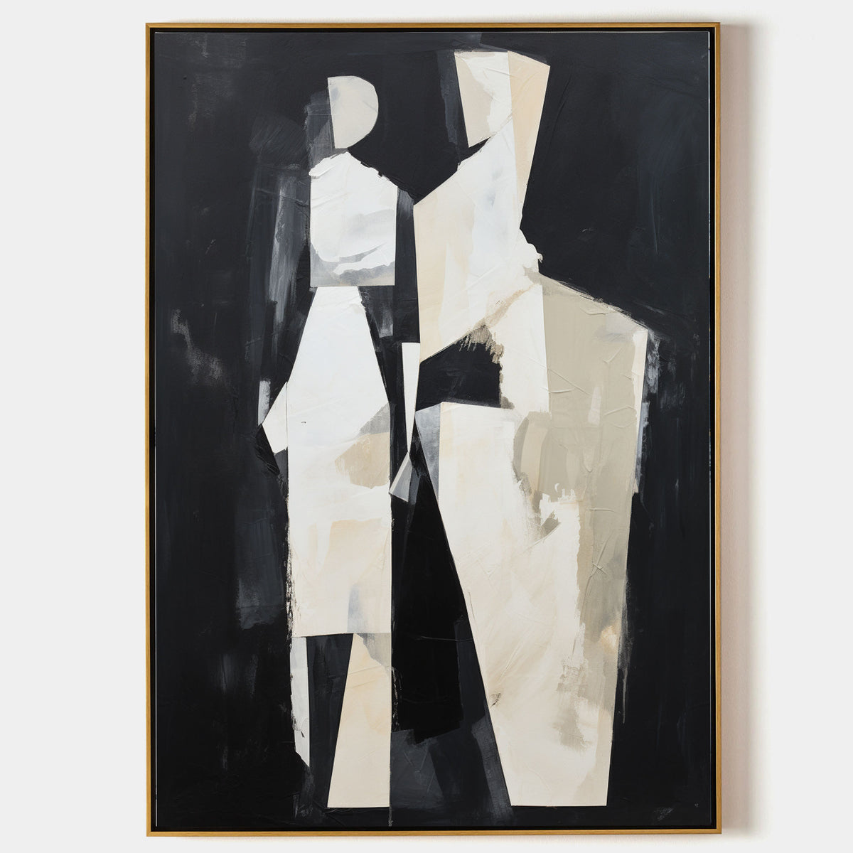 Abstract Problem Art Black And Beige Abstract People Painting Abstract People Art Figure ...