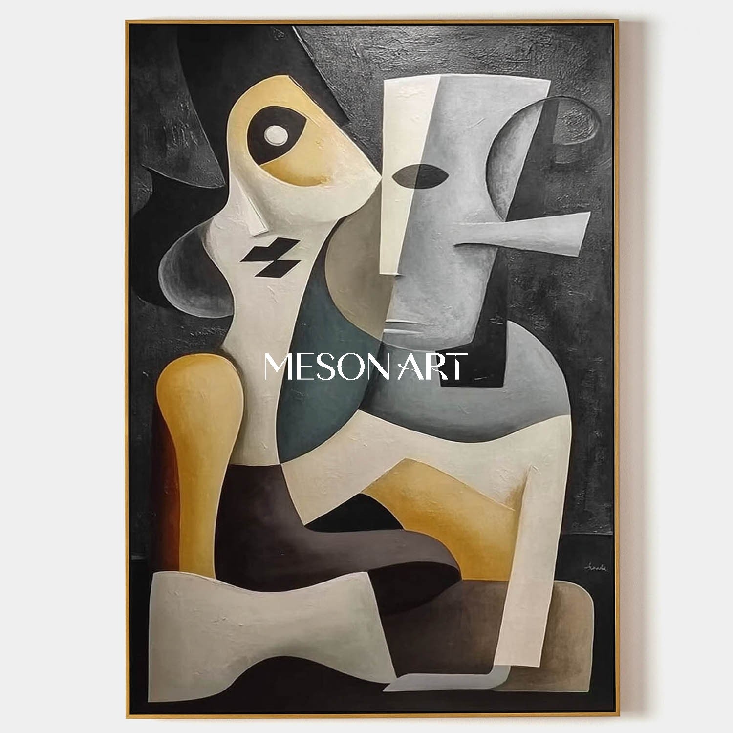 Surreal Abstract Painting Picasso Style Wall Decor Original Cubist Art