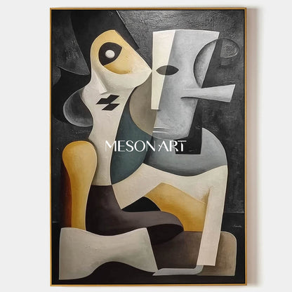 Surreal Abstract Painting Picasso Style Wall Decor Original Cubist Art