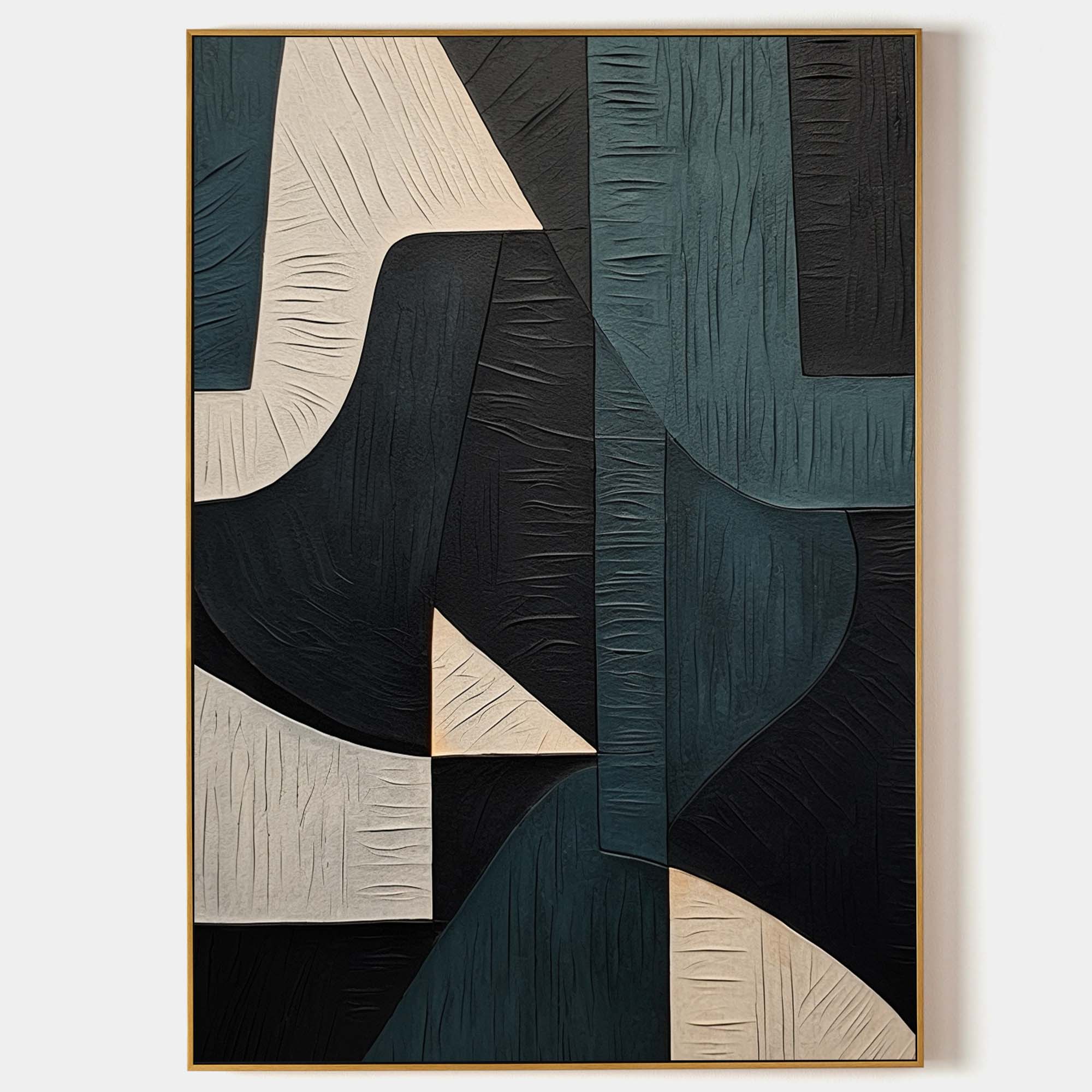 Wabi Sabi Wall Art Green and Blue Texture Painting Green and Blue Minimalist Abstract Canvas Art