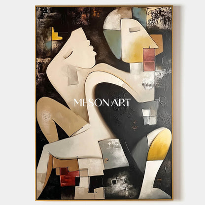 Order Large Abstract Cubist Figure Oil Painting Modern Couple Wall Art