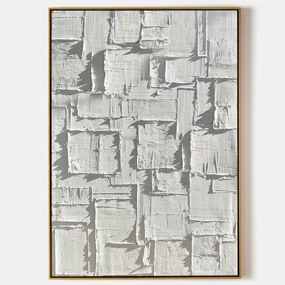 3D Large White Texture Acrylic Abstract Painting Plaster Abstract Art Plaster Abstract Art On Canvas