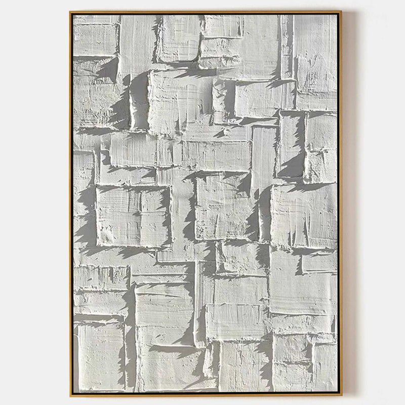 3D Large White Texture Acrylic Abstract Painting Plaster Abstract Art Plaster Abstract Art On Canvas