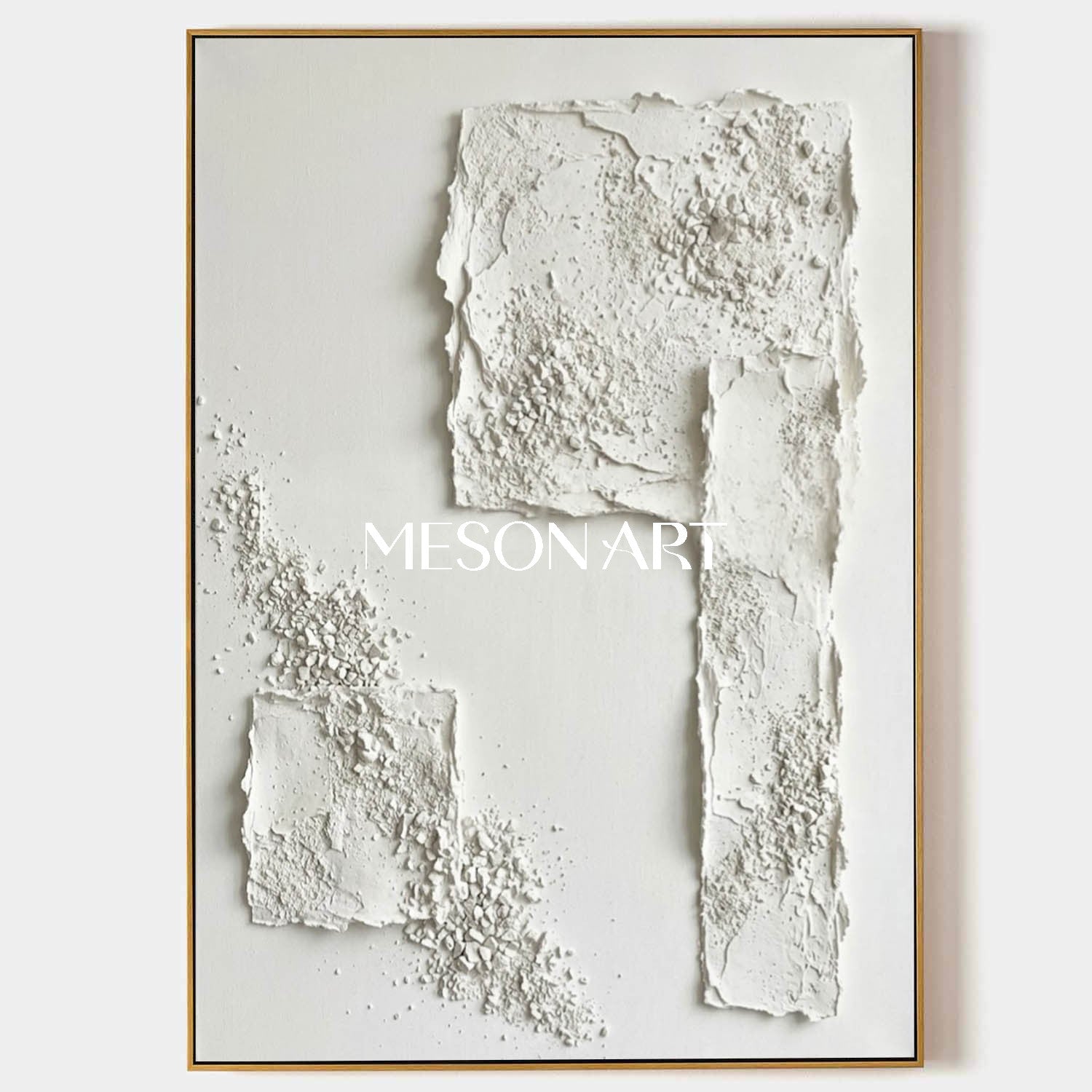 White Textured Abstract Painting by MesonArt Large Original Art for Bedroom Textural Art on Canvas