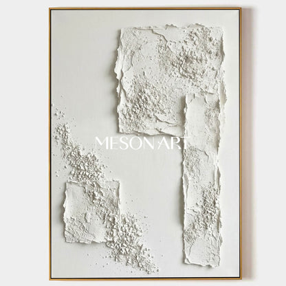 White Textured Abstract Painting by MesonArt Large Original Art for Bedroom Textural Art on Canvas