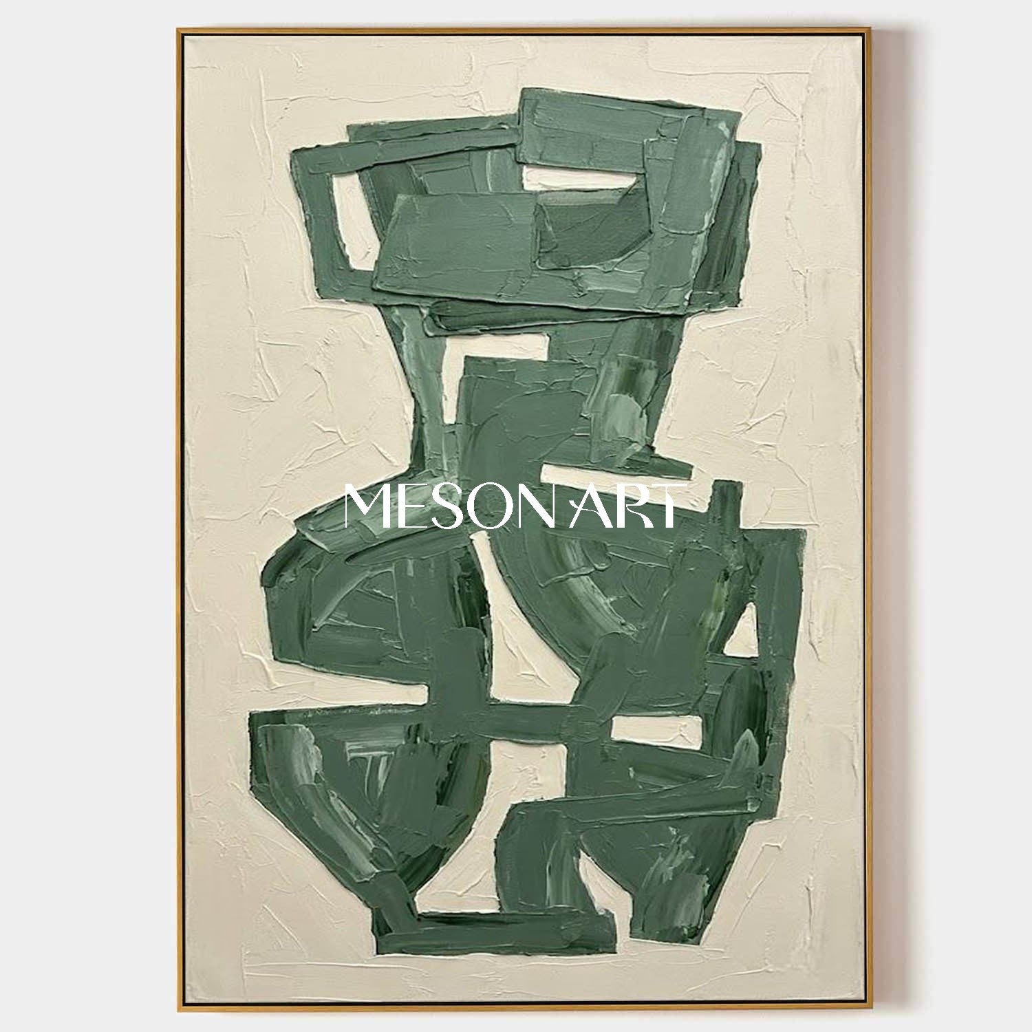 Chunky Olive Green Minimalist Oil Deconstructed Vase Bedroom Artwork 3D Plaster Geometric Abstract Art