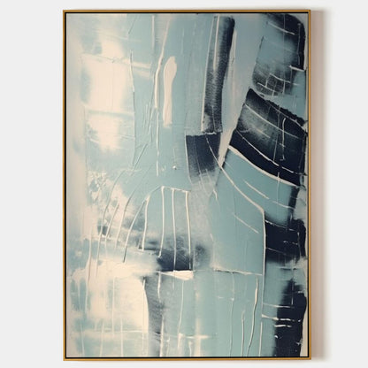 Blue and Black Texture Wall Painting Minimalist Canvas Abstract Art Living Room Minimalist Wall Decor