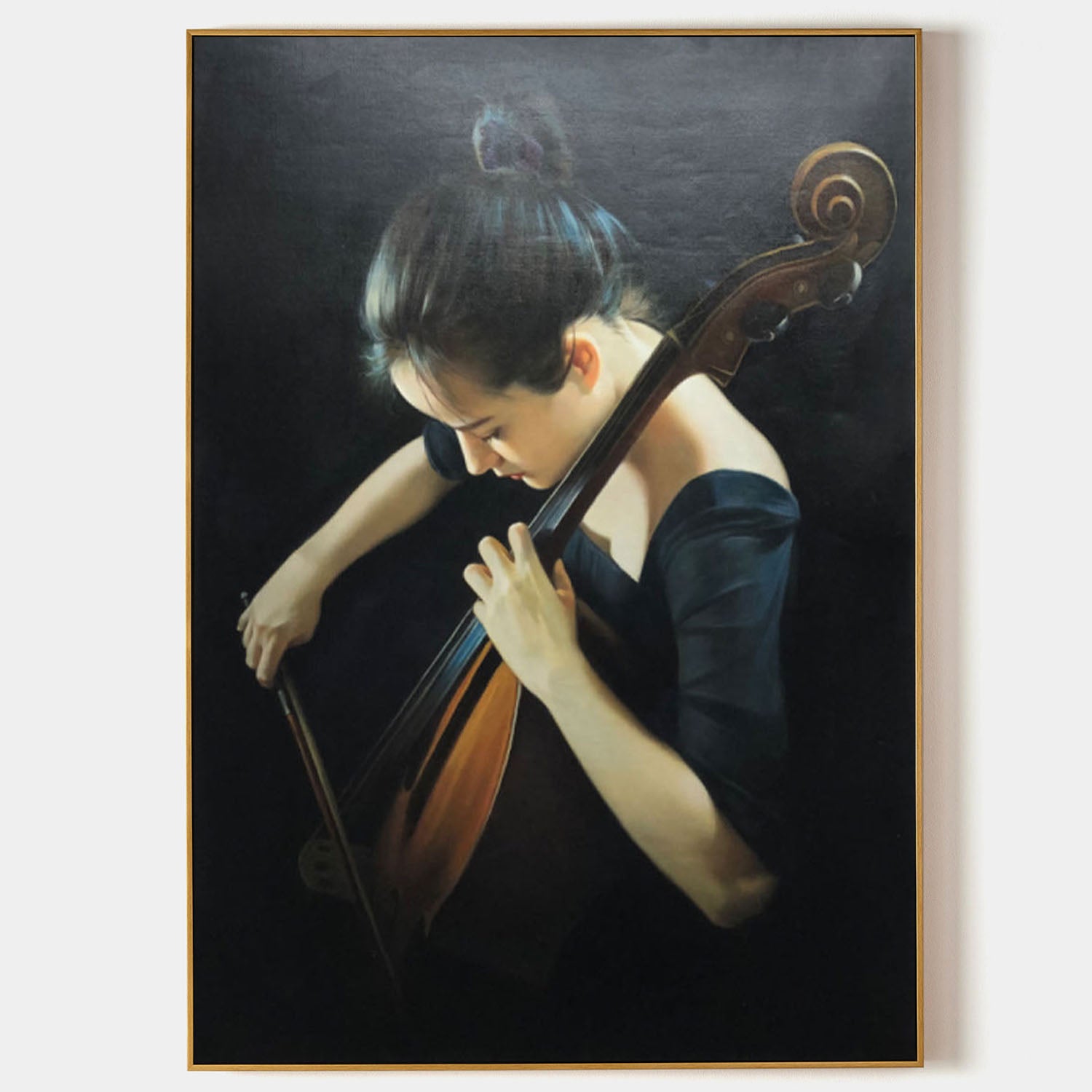 Realistic Oil Painting Of Girl Playing Cello Hyper-Realistic Cello Girl Art Hyper-Realistic Girl Portrait Canvas Wall Art