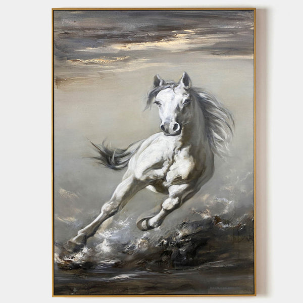 White Horse Abstract and Realistic Oil Painting White Horse Canvas Abstract and Realistic Art White Horse Wall Art Decoration