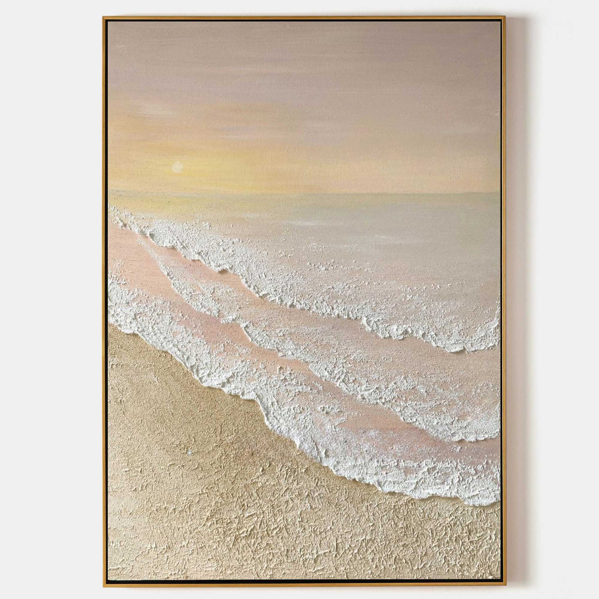 Painting of Sea Waves And Sand At Sunset Warm Waves Beach Texture ...