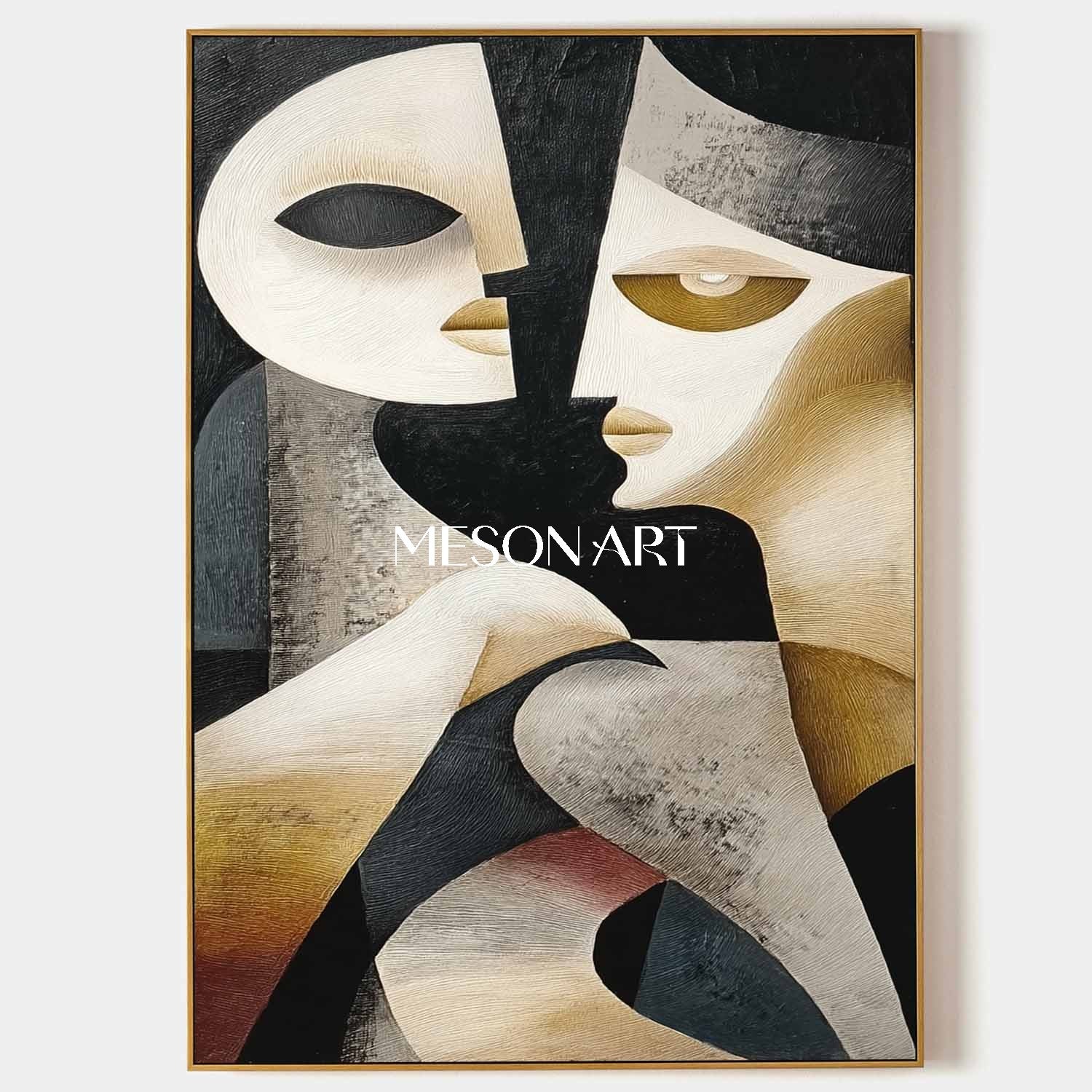 Contemporary Cubist Portrait Art Large Abstract Picasso Style Canvas