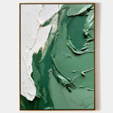 Green And White Abstract Oil Painting For Sale Green Abstract Art On Canvas Textured Wall Art