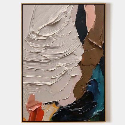 Large Colorful Oil Paintings For Sale White Abstract Art Canvas Thick Textured Wall Painting