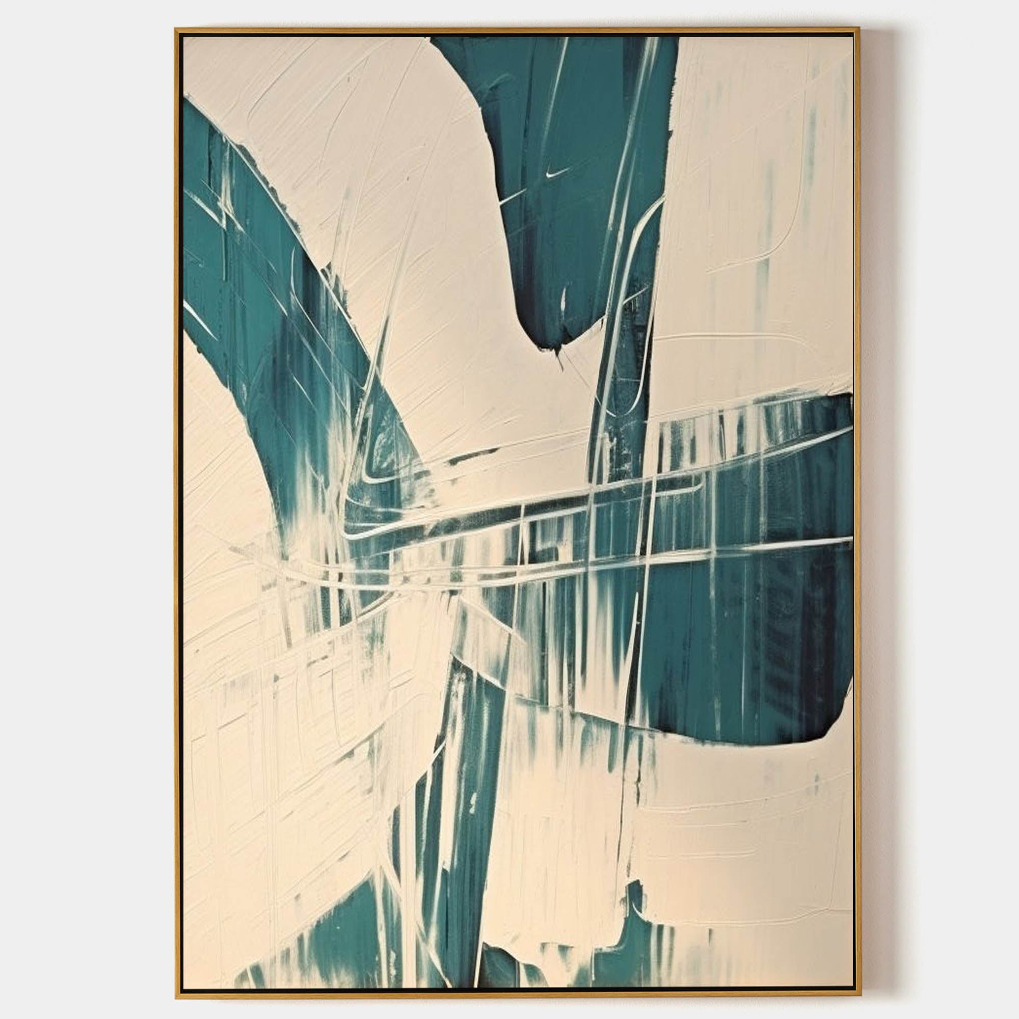 Beige and Blue Texture Wall Painting Minimalist Canvas Abstract Art Living Room Minimalist Wall Decor