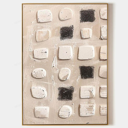 Wabi Sabi Wall Art Large Gray and Brown Abstract Art on Canvas 3D Gray Black Texture Painting