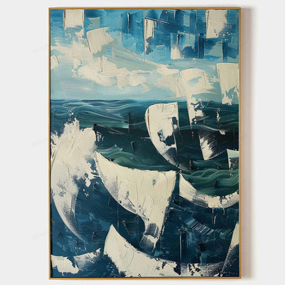 Large Blue Abstract Sea Oil Painting Blue Abstract Sea Texture Painting Blue Abstract Sea Abstract Art on Canvas