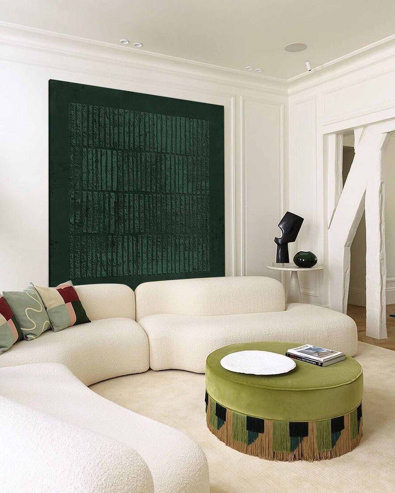 3D Green Abstract Art Canvas Green Painting Wabi Sabi Wall Art Minimalist Painting 3D Texture Wall art Green Wall Art