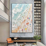 Summer Beach Vacation Oil Painting Summer Beach Vacation Canvas Art Seaside Textured Wall Art