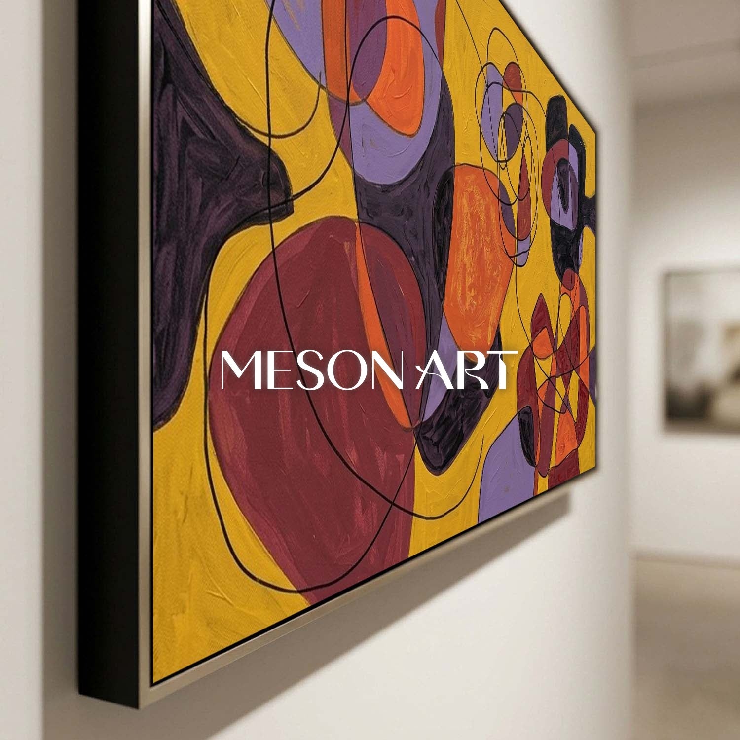 Contemporary Abstract Painting With Bold Yellow And Orange Colors For Modern Home Decor