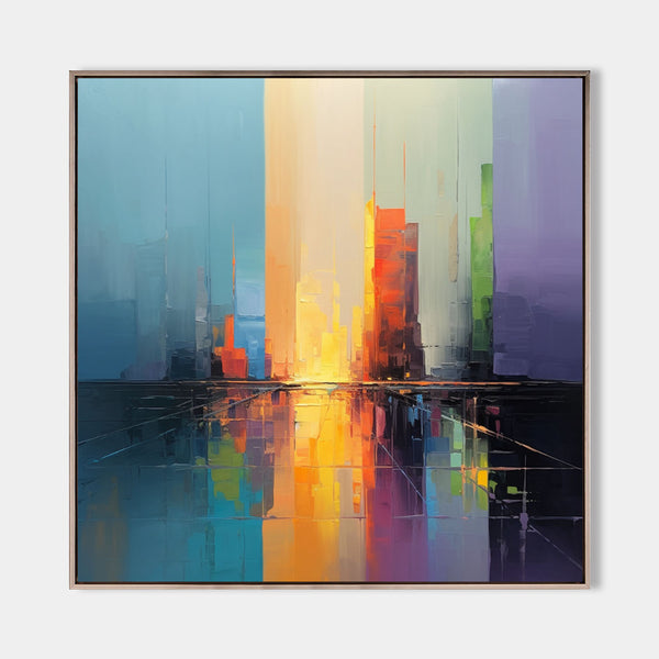 3D City Abstract Wall Art Decor Modern Minimalist Colorful Abstract Art Urban Abstract Painting